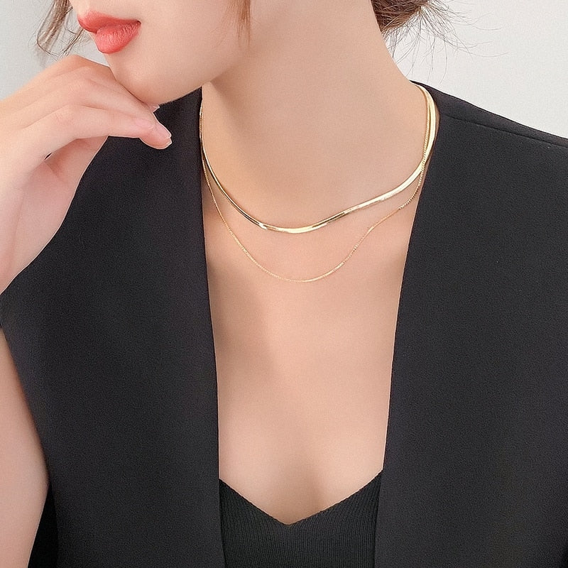 14k Gold Plated Double Chains Necklaces