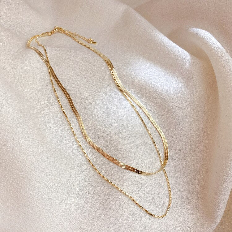14k Gold Plated Double Chains Necklaces