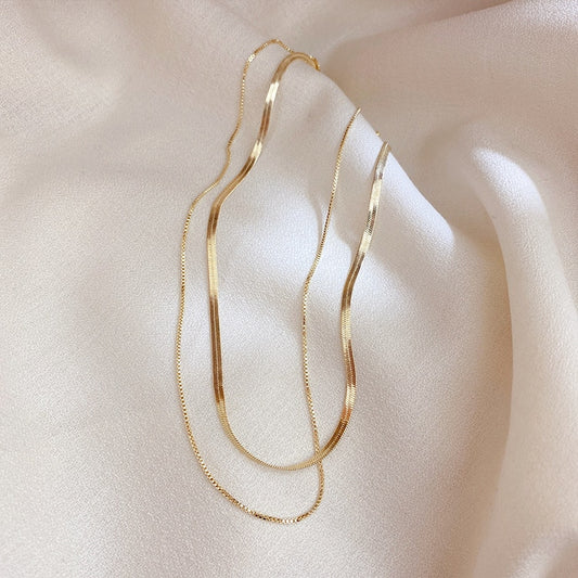 14k Gold Plated Double Chains Necklaces